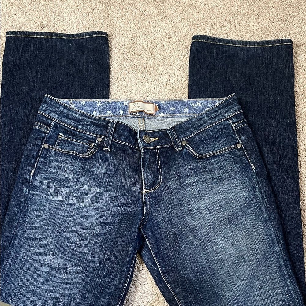 Paige Benedict Canyon Dark Blue Boot Cut Jeans Size 28